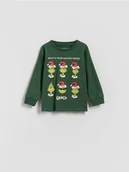 Bluzy i sweterki niemowlęce - Reserved - Longsleeve Grinch - ciemnozielony - miniaturka - grafika 1