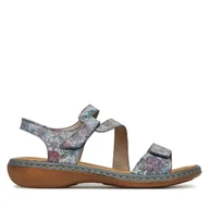 Sandały damskie - Sandały Rieker 659C7-90 Szary - miniaturka - grafika 1