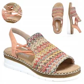 Sandały damskie - 39 RIEKER Wygodne Sandały damskie na platformie lekkie obuwie letnie casual - miniaturka - grafika 1