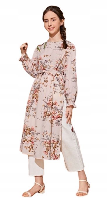 SHEIN BLUZKA TUNIKA RÓŻOWA DŁUGI RĘKAW 140 1VXT