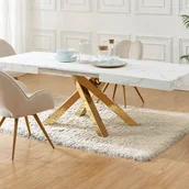 Stoły - Stół do jadalni rozkładany dla 6 do 10 osób z MDF i metalu - Efekt białego marmuru i złoty - CATONAV - miniaturka - grafika 1