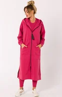 Bluzy damskie - Bluza długa jak parka koralowa M729, Kolor koralowy, Rozmiar L/XL, MOE - Primodo.com - miniaturka - grafika 1