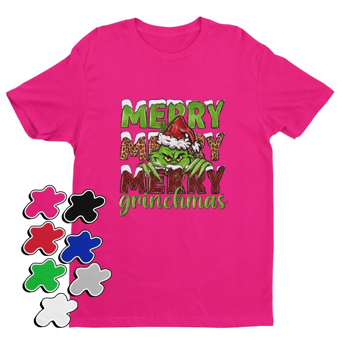 Koszulka T-Shirt Dziecięca Z Nadrukiem Grinch Święta Prezent -L 146-152