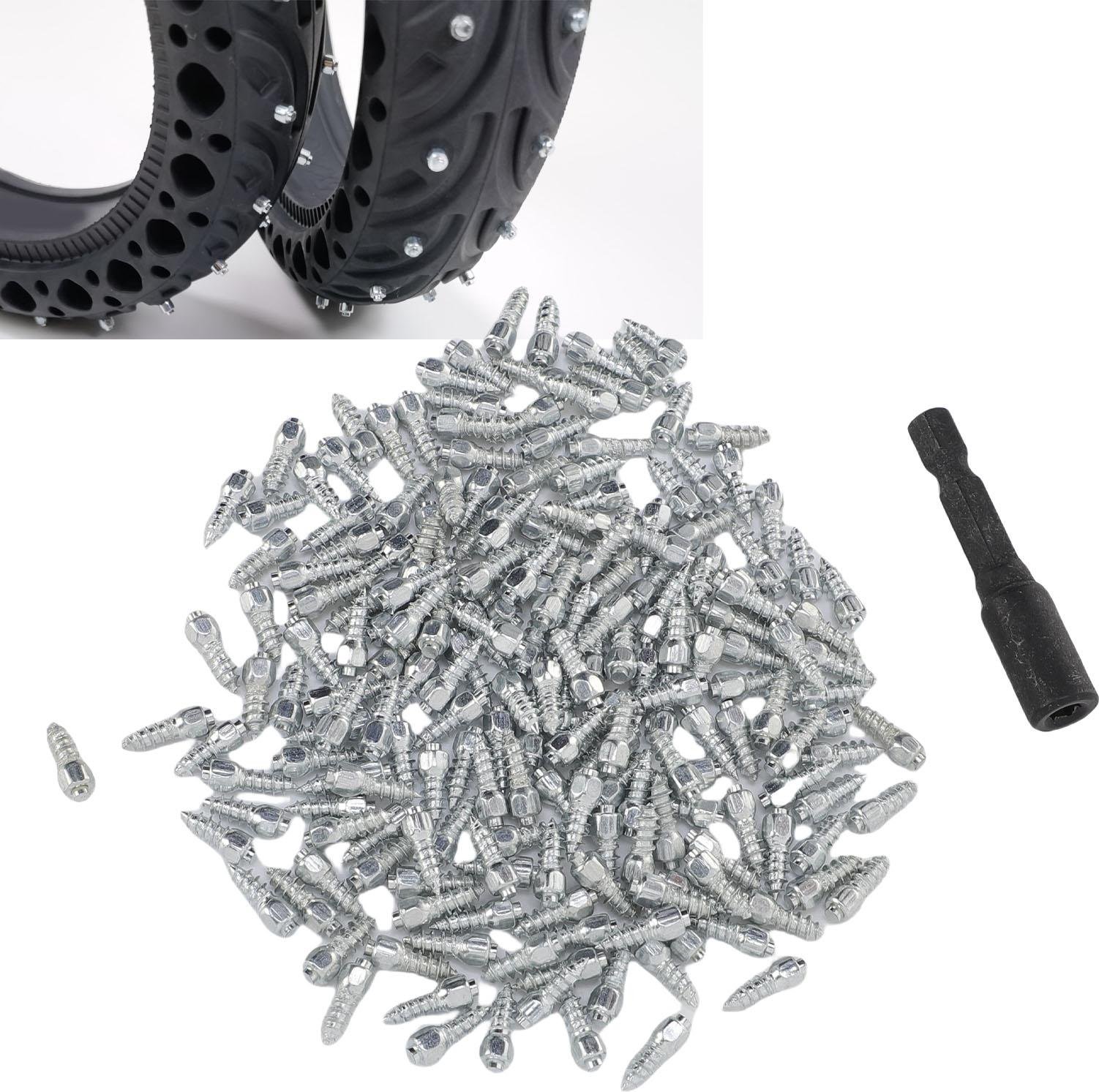 200 SZTUK 12mm Stalowe kolce do opon antypoślizgowe i przeciwoblodzeniowe z narzędziem montażowym do motocykli Dirt Bike