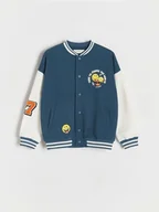Bluzy dla chłopców - Reserved - Baweniana bluza bomber SmileyWorld® - granatowy - miniaturka - grafika 1