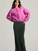 Swetry damskie - Reserved - Kardigan z wełną - intensywny róż - miniaturka - grafika 1