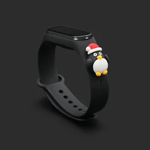 Strap Xmas opaska do Xiaomi Mi Band 4 / Mi Band 3 świąteczny silikonowy pasek bransoletka czarny (pingwin) - Etui i futerały do telefonów - miniaturka - grafika 2