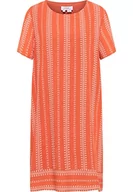 Sukienki - usha FESTIVAL Damska sukienka z krótkim rękawem, ciemnoniebiesko-pomarańczowa, biała, L - miniaturka - grafika 1
