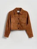 Kurtki i płaszcze dla dziewczynek - Reserved - Krótka kurtka z imitacji zamszu - brązowy - miniaturka - grafika 1