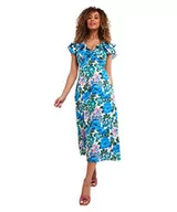Sukienki - Joe Browns Damska sukienka midi w stylu vintage, kwiatowy nadruk, otwarte plecy, 18, niebieska, NIEBIESKI, 44 - miniaturka - grafika 1