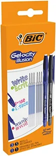 BIC Gel-ocity Illusion Długopis żelowy wymazywalny Średnia końcówka (0,7 mm) - Niebieski i czarny, Opakowanie kartonowe 2 + 6 wkładów - Długopisy - miniaturka - grafika 1