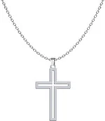 Biżuteria religijna - Srebrny Naszyjnik z KRZYŻEM - miniaturka - grafika 1