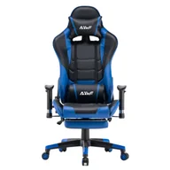 Fotele gamingowe - Fotel gamingowy kubełkowy krzesło dla gracza ergonomiczny z podnóżkiem niebiesko-czarny Ryan - miniaturka - grafika 1