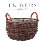 Donice - BRĄZOWY OKRĄGŁY KOSZYK WIKLINOWY Z FOLIĄ 20x20x11/17 cm - miniaturka - grafika 1