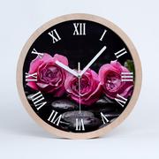 Zegary - Nowoczesny wiszący zegar drewno różowe róże fi 30, Tulup - miniaturka - grafika 1