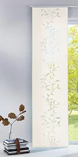 Gardinenbox Nowoczesna zasłona panelowa, ścianka działowa, firanka przesuwna Tendril z wysokiej jakości materiału wypalanego z wózkiem panelowym, 245 x 60 (wys. x szer.), kremowa, 85611 - Zasłony - miniaturka - grafika 1