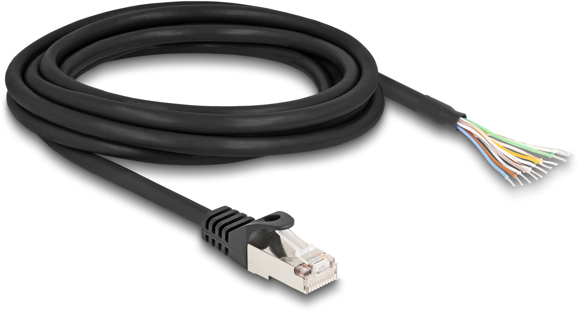 Delock Kabel Wtyk RJ50 do otwartych końcówek kablowych S/FTP 3 m czarny