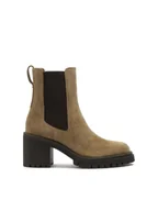 Botki damskie - Wsuwane zamszowe botki w stylu casual - 39 - miniaturka - grafika 1