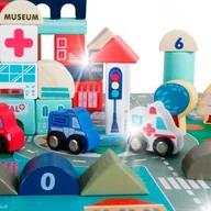 Klocki - KLOCKI DREWNIANE DO BUDOWY MIASTA DOMÓW WIEŻ Montessori Edukacyjne 120szt. - miniaturka - grafika 1