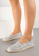 Espadryle damskie - Szare Ażurowe Espadryle Vices w Kwiatowy Wzór z Plecionki Donavia - miniaturka - grafika 1