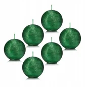 Świece - Świeca kula KOKON 6 cm kolor ZIELONY zestaw 6 sztuk - miniaturka - grafika 1