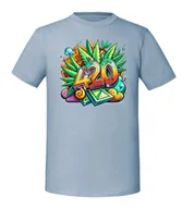 Koszulki męskie - Męska koszulka z nadrukiem - 420 - Mineralny Błękit XL - miniaturka - grafika 1