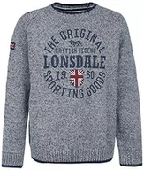 Bluzy męskie - Lonsdale London Męska bluza Borden Crewneck Knit, szary, s - miniaturka - grafika 1