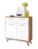 Szafki na buty - Komoda do przedpokoju, Pavo, 76x37x84 cm, dąb artisan, biały, mat - miniaturka - grafika 1