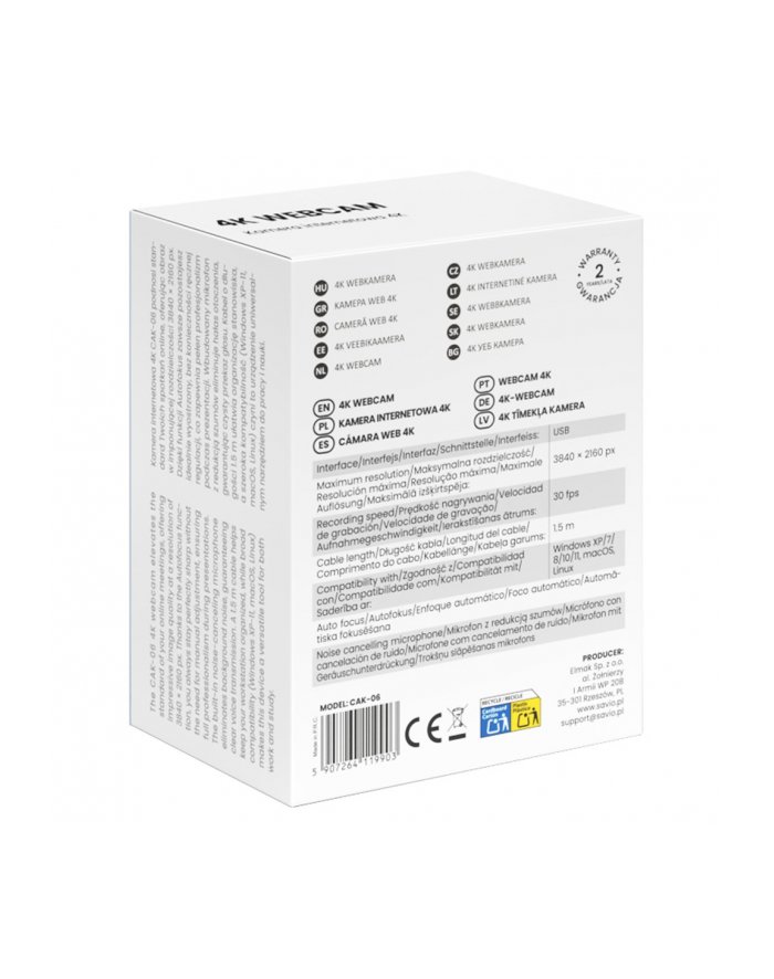 savio Kamera internetowa 4K CAK-06 SAVCAK-06