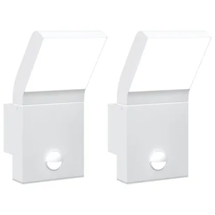 vidaXL Zewnętrzne kinkiety LED z czujnikami, 2 szt., białe, aluminium - Lampy ogrodowe - miniaturka - grafika 1