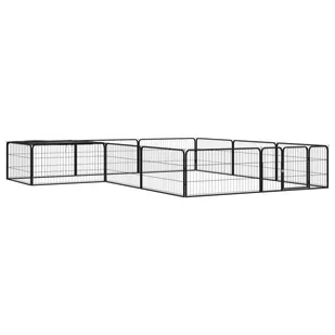 vidaXL Kojec dla psa, 12 panele, czarny, 100x50 cm, stal - Sprzęt podróżny i transportery dla psów - miniaturka - grafika 1