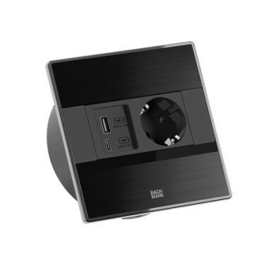 Listwa zasilająca Bachmann BACHMANN SENSE czarny 1x CEE7/3, 1x USB A/C, dł. 2,0 m AEH