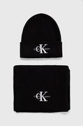 Apaszki i szaliki męskie - Calvin Klein Jeans czapka i szalik bawełniany kolor czarny - miniaturka - grafika 1