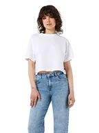 Koszulki i topy damskie - Noisy may Nmalena S/S O-neck Semicrop Top Fwd Noos T Shirt, Bright White, L EU, Bright White, L - miniaturka - grafika 1