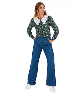 Joe Browns Damska bluzka z długim rękawem z teksturowaną kratką, zielona, 18, ZIELONY, 44 - Bluzki damskie - miniaturka - grafika 1