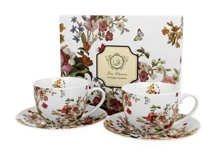 Dystr: justyna ag WHITE FLOWERS KOMPLET FILIŻANEK 2+2 280ml 922902 - Filiżanki - miniaturka - grafika 1