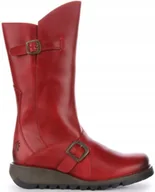 Kozaki damskie - FLY LONDON DAMSKIE KOZAKI CZERWONE SKÓRZANE 38 Ż5C - miniaturka - grafika 1