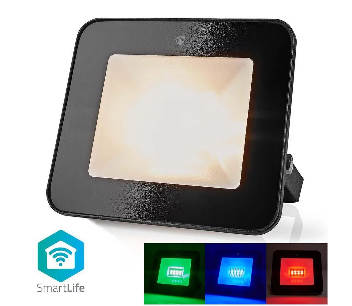 Nedis WIFILOFC20FBK-LED RGBW Naświetlacz SmartLife LED/20W/230V Wi-Fi IP65
