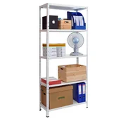 Szafy i regały magazynowe - Kovona System Regał półkowy, 1700x750x300 mm, nośność 75 kg, biały VEFDA5BB00000000 - miniaturka - grafika 1