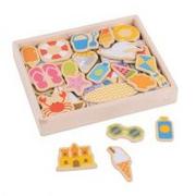 Zabawki kreatywne - Bigjigs Toys Seaside Magnets Drewniane magnesy - miniaturka - grafika 1