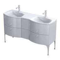Szafki łazienkowe - ORiSTO Szafka wisząca LOUIS 144 cm BIAŁY POŁYSK z umywalką LOUIS 144 cm BIAŁY POŁYSK 2xOR50-SD2S-62-1 + OR50-SD2S-24-1 + UME-LU-144-92-D- - miniaturka - grafika 1