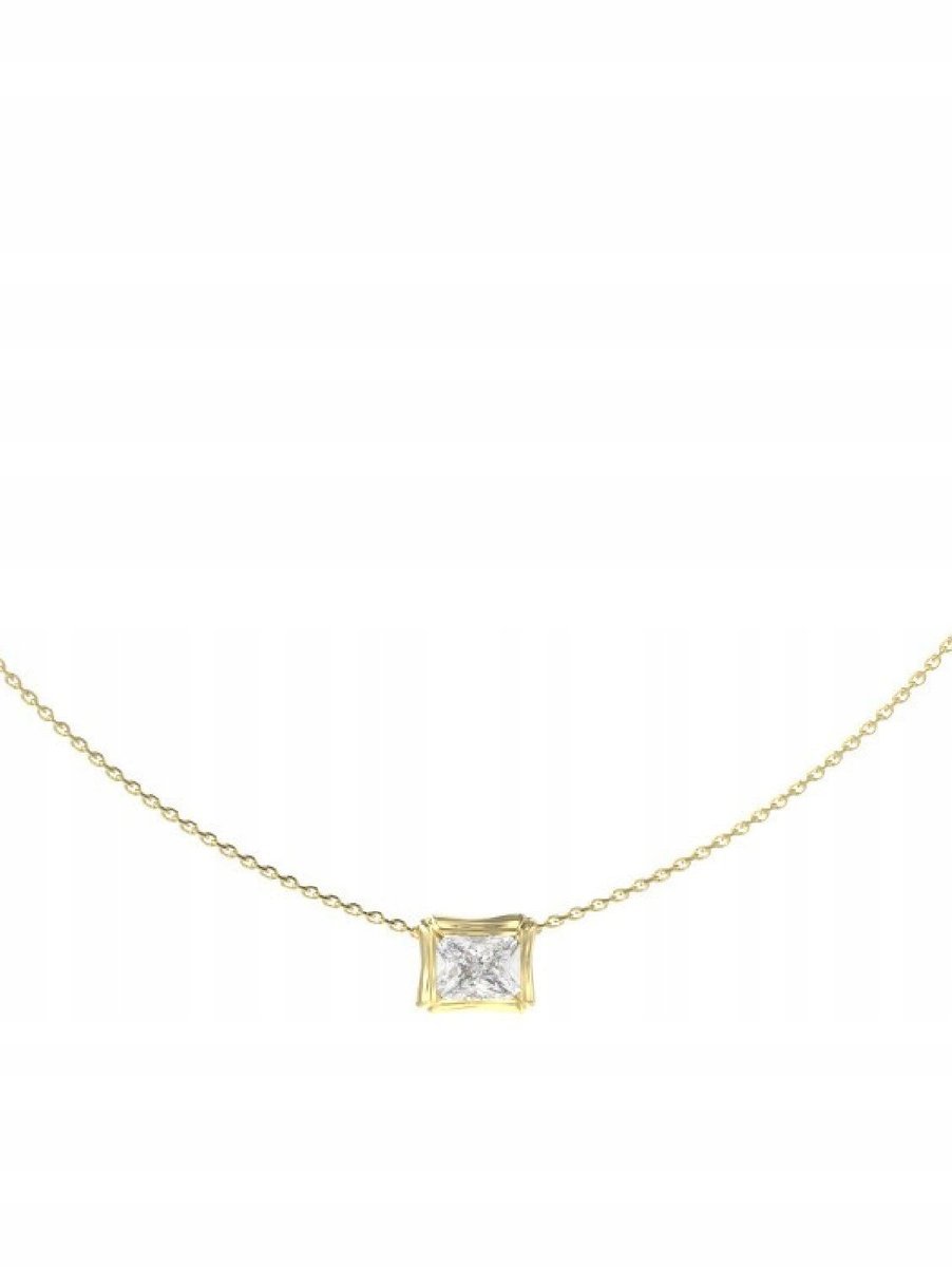 Złoty naszyjnik z zawieszką kryształek Guess BAMBOO JUBN05252JW