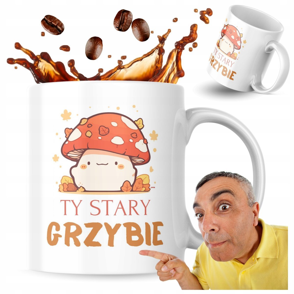 Kubek z nadrukiem 330 ml Ty Stary Grzybie Kubek Prezent Kubek Do Kawy