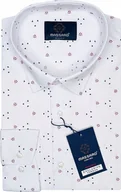 Koszule męskie - Elegancka wizytowa biała PREMIUM koszula męska z lycrą we wzory REGULAR-FIT - miniaturka - grafika 1