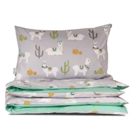 Pościel dla dzieci - Pościel 100x160 szara Lamy w krainie kaktusów - miniaturka - grafika 1