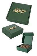 Zestawy upominkowe - Pudełko prezentowe na prezent urodziny 22x20x7 złoty napis wypełnienie BOX - miniaturka - grafika 1