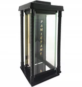 Lampiony i znicze - Unikatowy Znicz Kapliczka Lampion Szklany Ciężki Z Napisem Pamiętamy! - miniaturka - grafika 1