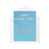 Kartki okolicznościowe i zaproszenia - Tongue in Peach Śmieszne karty na Dzień Ojca, 'At Least Some Mistakes Turn Out' świetna kartka z życzeniami dowcipny humor śmiech sztandar żart zabawa, CBH167 TIP_CARD_CBH167 - miniaturka - grafika 1