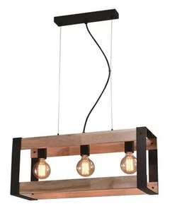 Candellux Lampa wisząca czarna metalowa + drewno 3x40W E27 Varna 33-79077 33-79077 - Lampy sufitowe - miniaturka - grafika 1