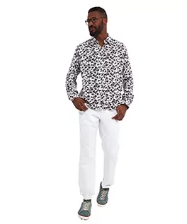 Koszule męskie - Joe Browns Męska koszula z długim rękawem Monochromatyczny Bratek Kwiatowy Nadruk Zapinany Na Guziki, XL, Biała, biały, XL - grafika 1